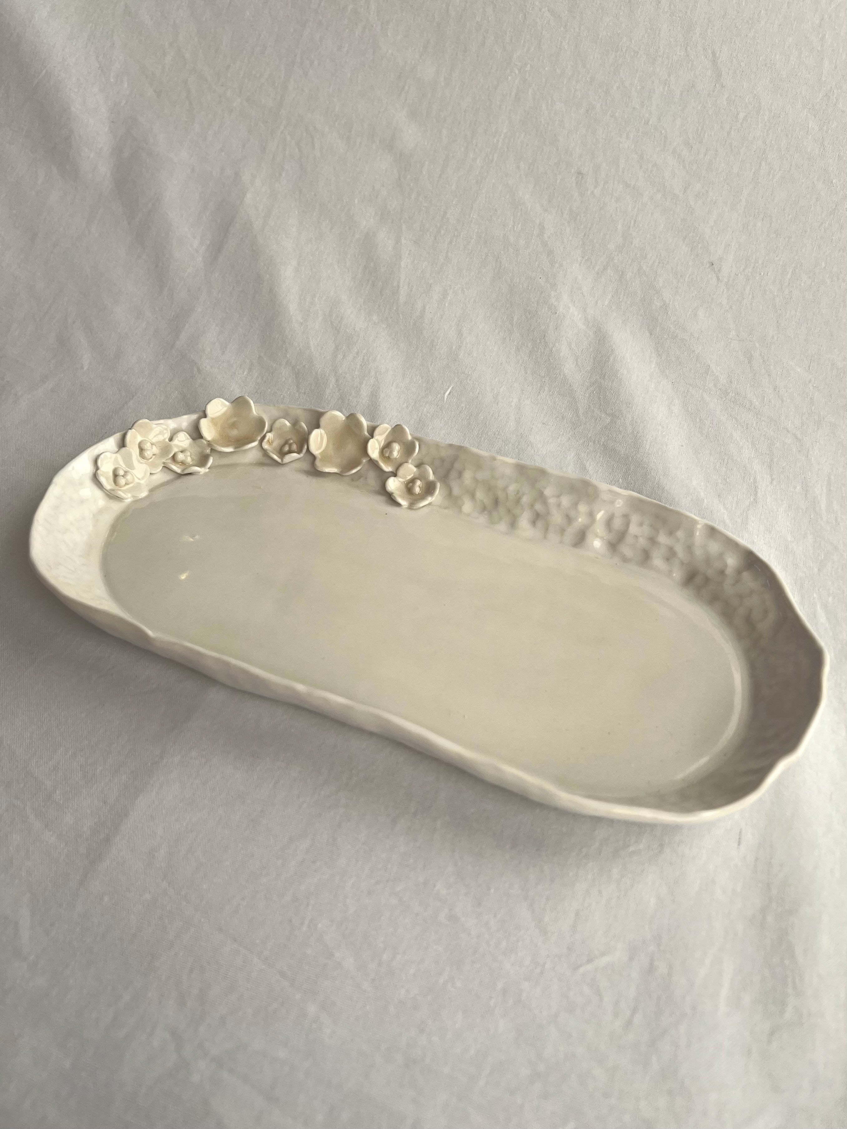 Oval Platter with Yellow flowers